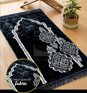 Premium Velvet Quilted Prayer Mat Mahroon (random Design)